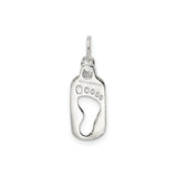 Sterling Silver Pendant with Cubic Zirconia, Baby Footprint Motherhood Keepsake Charm