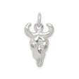Sterling Silver Buffalo Skull Pendant with Horned Detail, Western Tribal Biker Style for Men