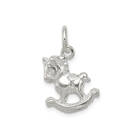 Sterling Silver Rocking Horse Pendant, Sentimental Baby Keepsake Jewelry for Women or Unisex Wear