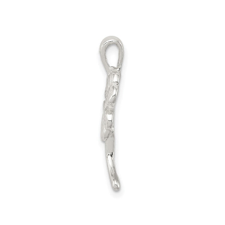 Sterling Silver Four-Leaf Clover Pendant, Textured Irish Good Luck Charm for Women or Unisex