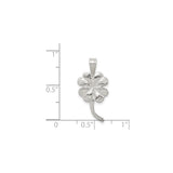 Sterling Silver Four-Leaf Clover Pendant, Textured Irish Good Luck Charm for Women or Unisex