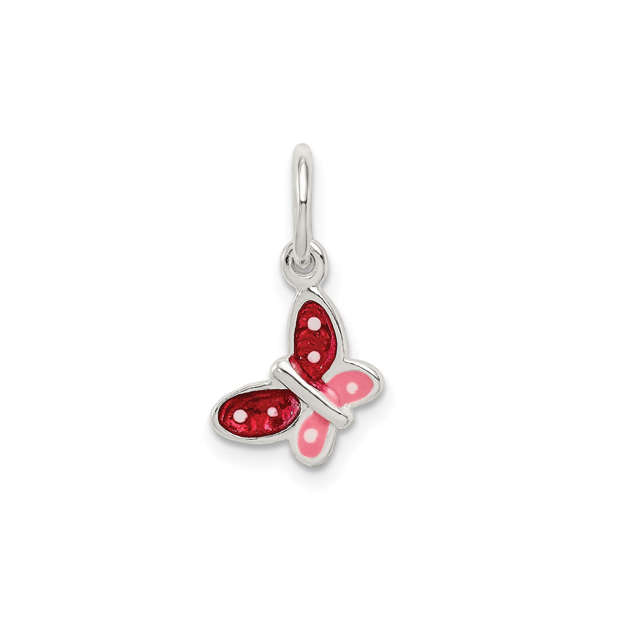 Sterling Silver Butterfly Pendant with Pink and Red Enamel Wings, Nature-Inspired Jewelry for Women
