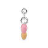 Sterling Silver Butterfly Charm with Pink and Orange Enamel, Polka Dot Design