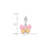 Sterling Silver Butterfly Charm with Pink and Orange Enamel, Polka Dot Design