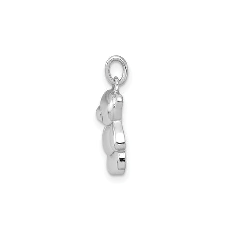 Sterling Silver Teddy Bear Pendant Charm, Three-Dimensional Polished Design, Animal Keepsake Jewelry