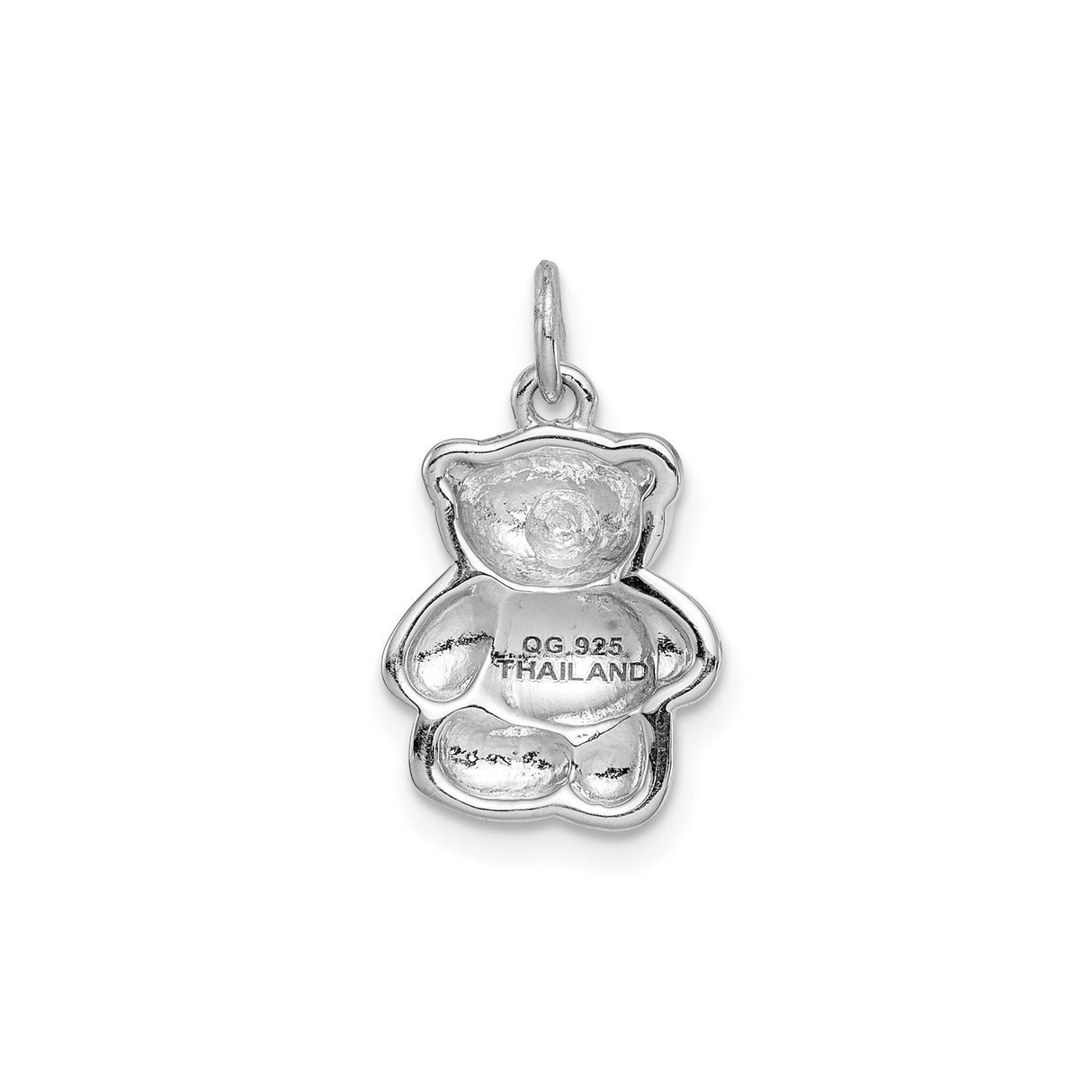 Sterling Silver Teddy Bear Pendant Charm, Three-Dimensional Polished Design, Animal Keepsake Jewelry