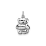 Sterling Silver Teddy Bear Pendant Charm, Three-Dimensional Polished Design, Animal Keepsake Jewelry