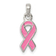 Sterling Silver Pink Ribbon Pendant with Enamel, Breast Cancer Awareness Jewelry for Women