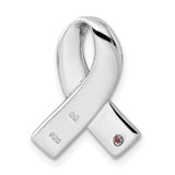 Sterling Silver Awareness Ribbon Pendant with Cubic Zirconia, Pink Stone, Breast Cancer Tribute