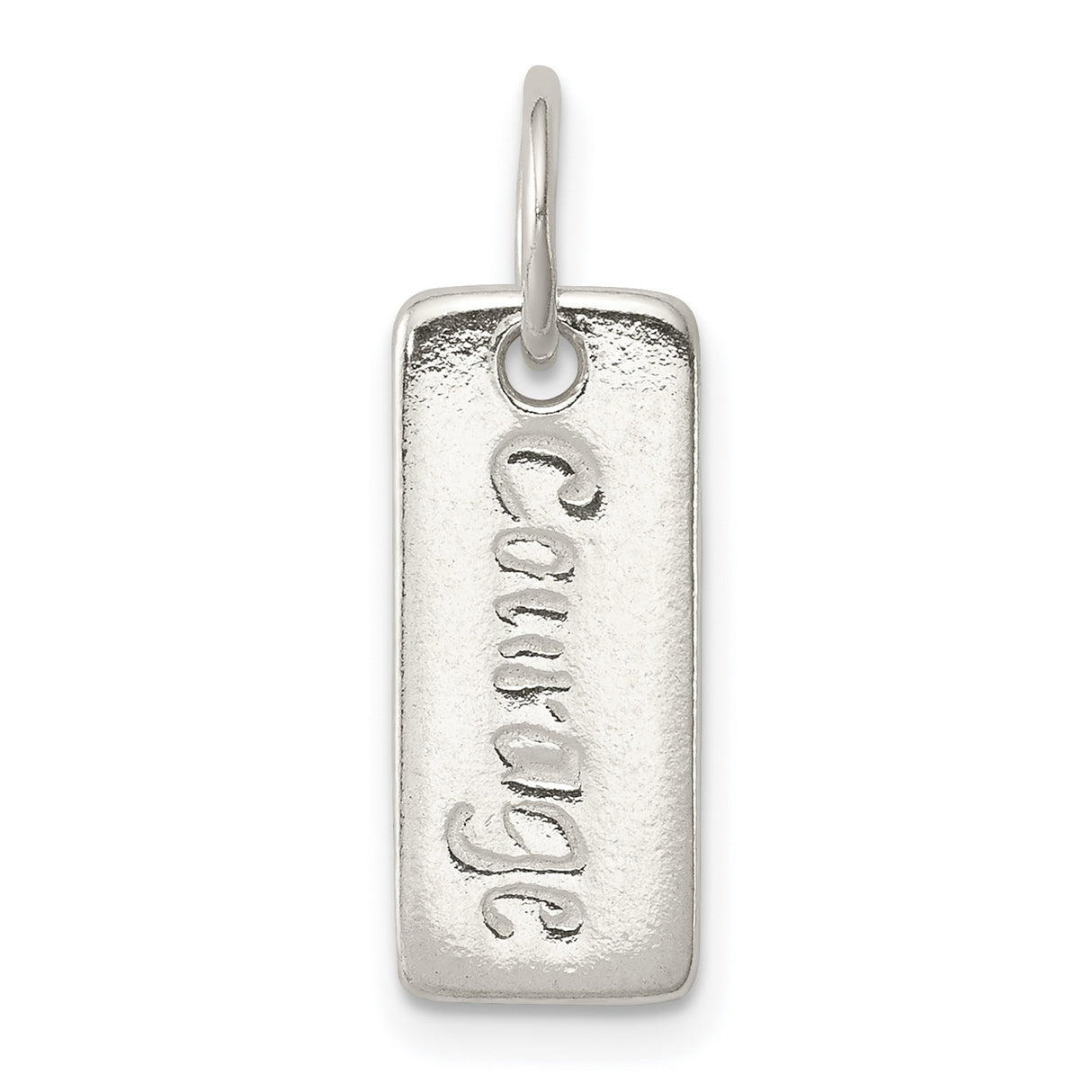 Sterling Silver Survivor Pendant, Rectangular Charm Symbolizing Strength and Resilience