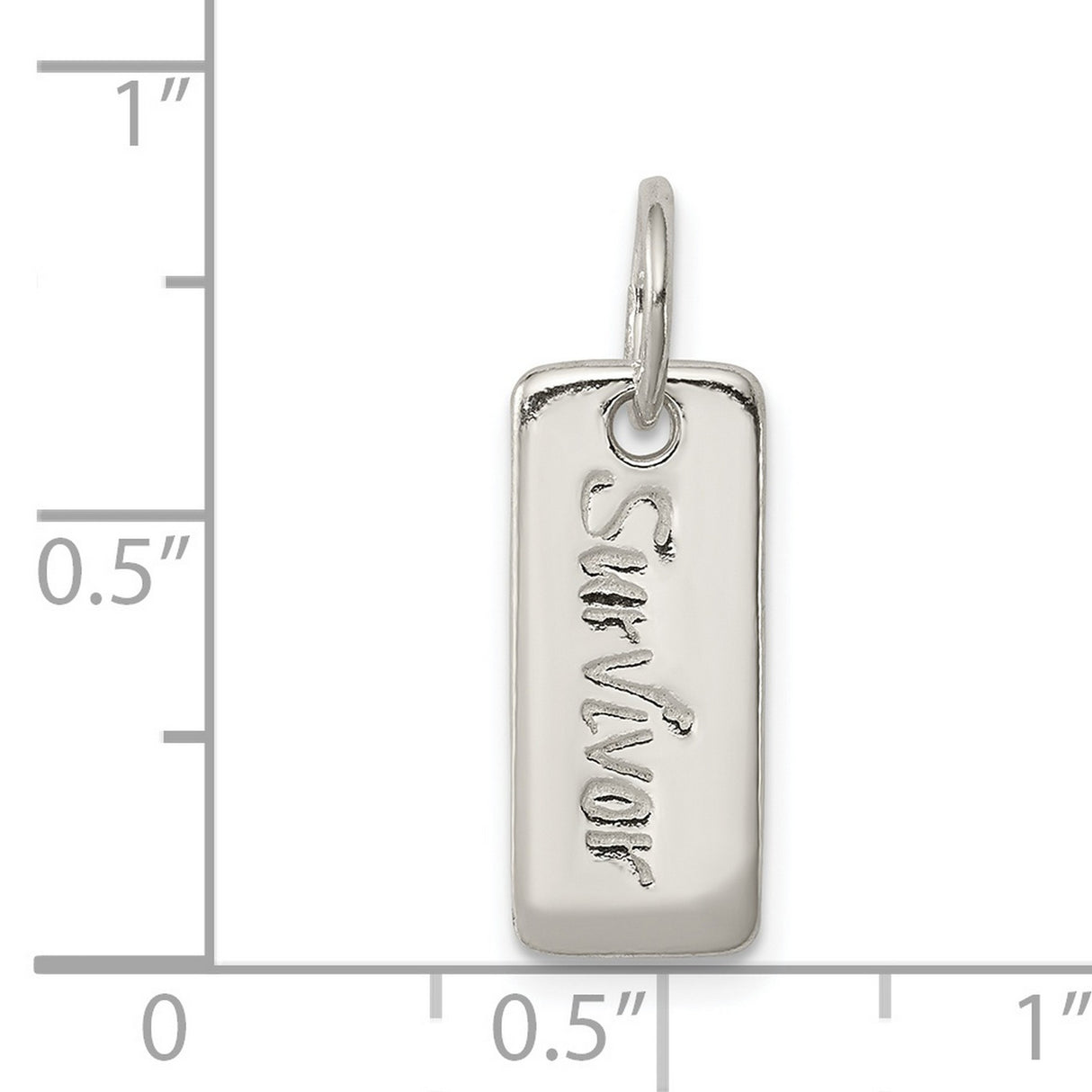 Sterling Silver Survivor Pendant, Rectangular Charm Symbolizing Strength and Resilience