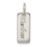Sterling Silver Survivor Pendant, Rectangular Charm Symbolizing Strength and Resilience