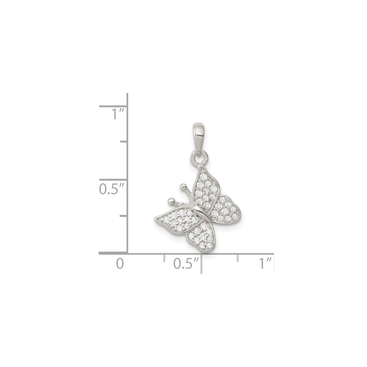 Sterling Silver Butterfly Pendant with Cubic Zirconia, Symbolic Nature Jewelry for Women