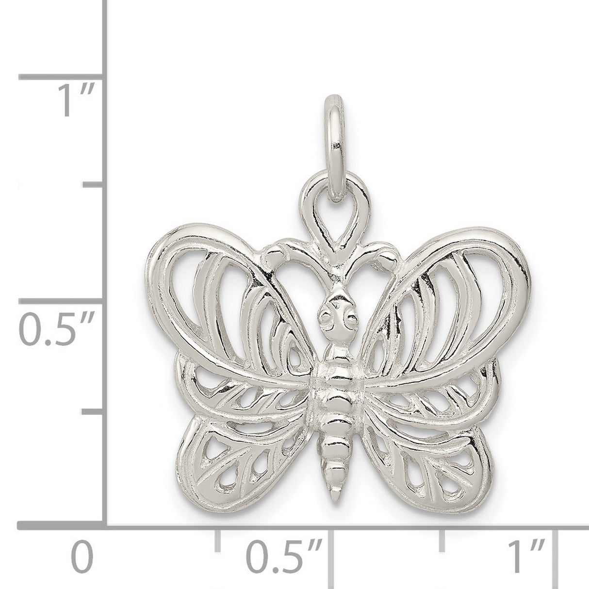 Polished Butterfly Charm Pendant in Real 925 Sterling Silver