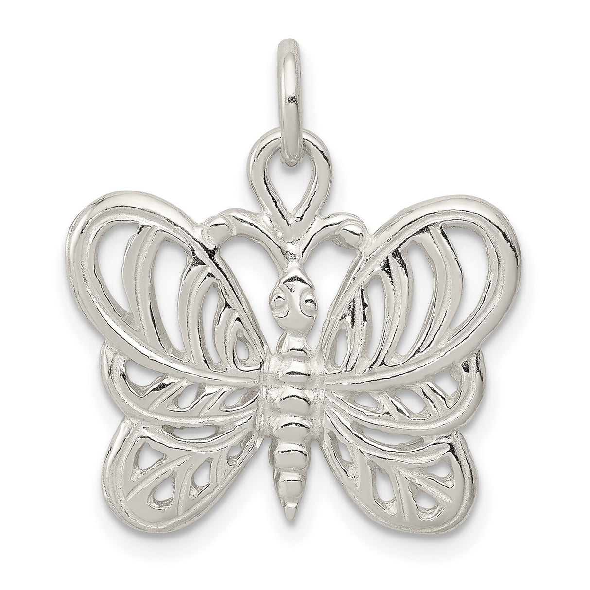 Polished Butterfly Charm Pendant in Real 925 Sterling Silver