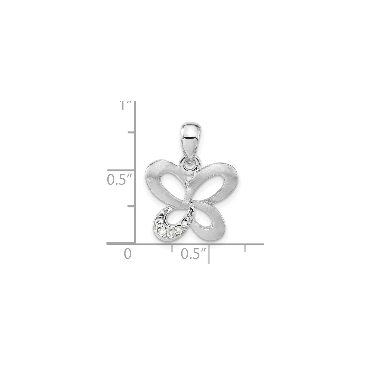 Sterling Silver Butterfly Pendant with Cubic Zirconia, Openwork Design for Women