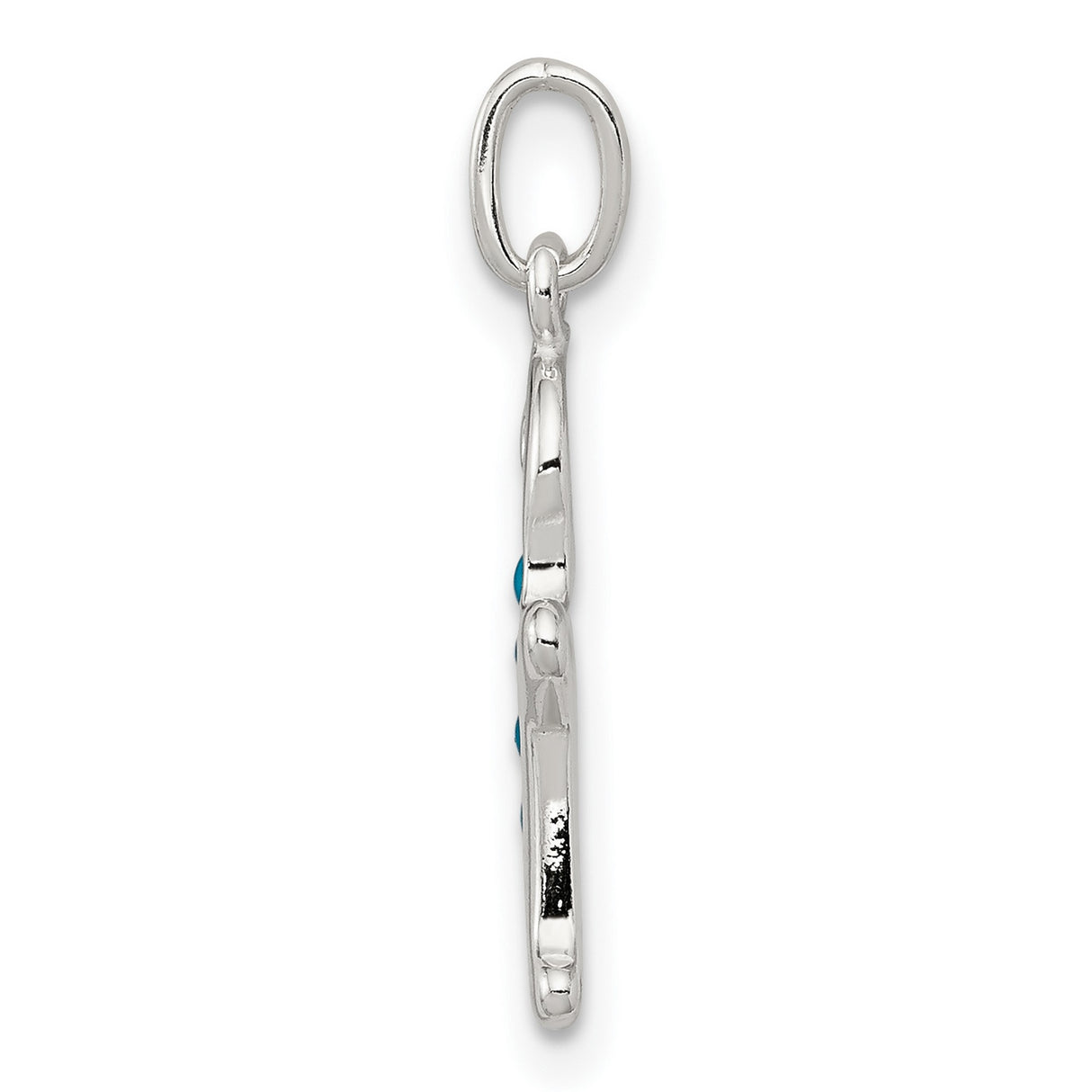 Polished Gingerbread Man with Blue Accents Charm Pendant in Real 925 Sterling Silver