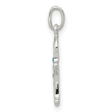 Polished Gingerbread Man with Blue Accents Charm Pendant in Real 925 Sterling Silver