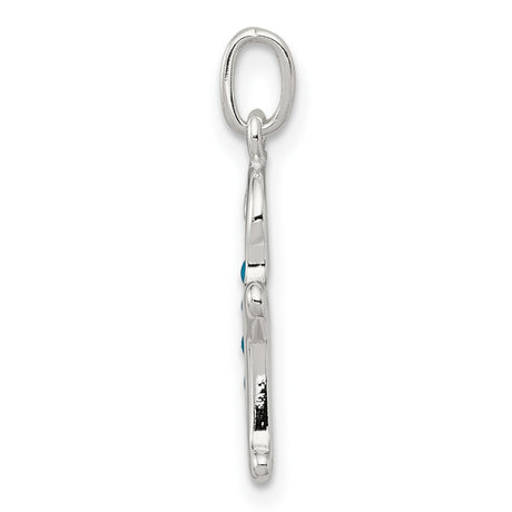 Polished Gingerbread Man with Blue Accents Charm Pendant in Real 925 Sterling Silver