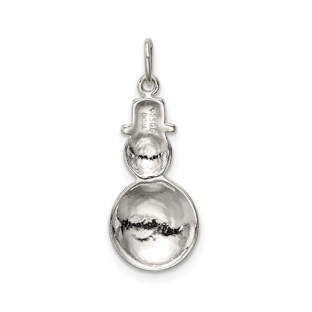 Sterling Silver Snowman Pendant with Red Enamel Accents, Holiday Christmas Jewelry