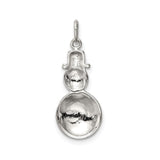Sterling Silver Snowman Pendant with Red Enamel Accents, Holiday Christmas Jewelry