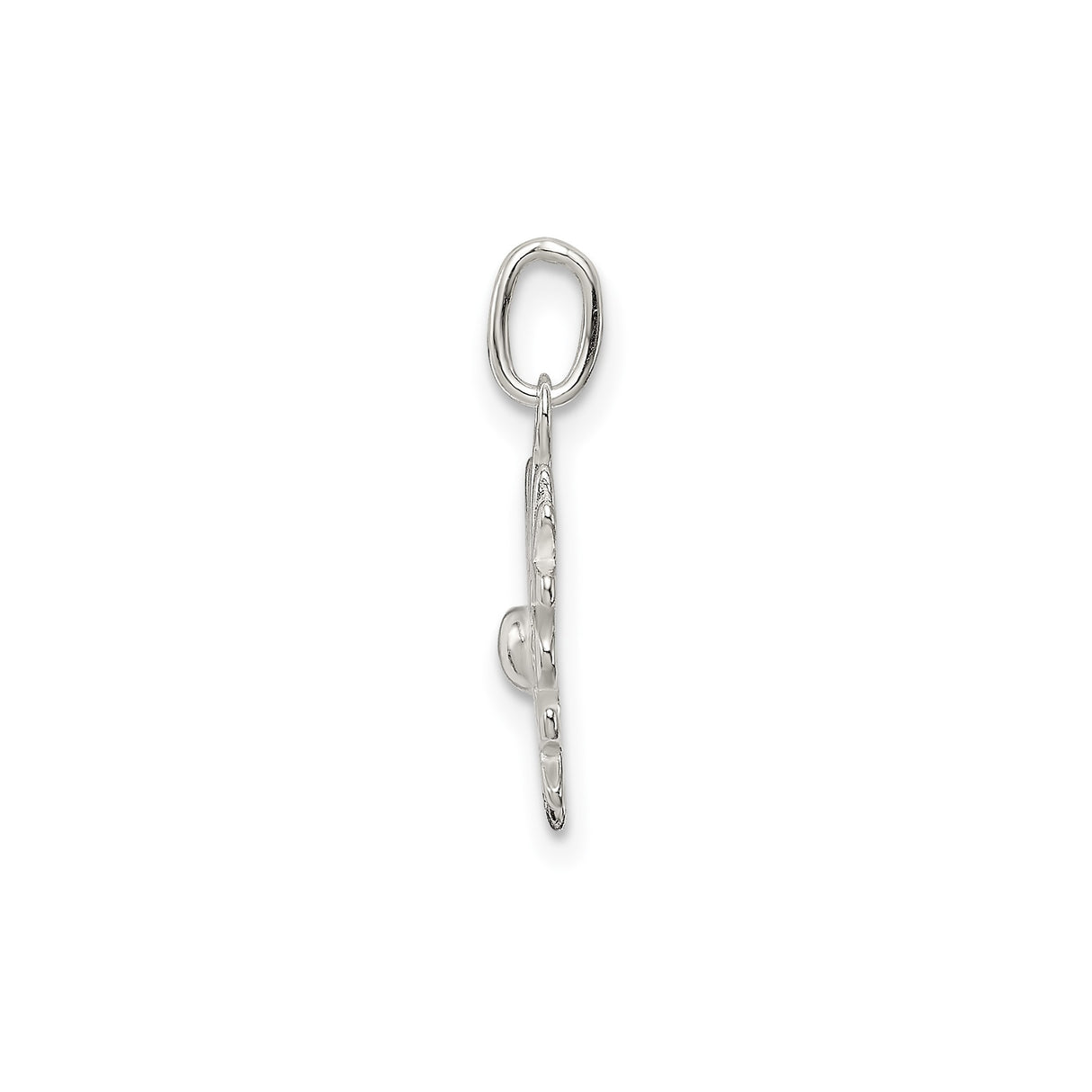 Sterling Silver Snowflake Pendant, Cutout Winter Charm with Symmetrical Oval Arms Motif