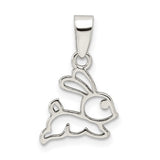 Sterling Silver Bunny Pendant with Open Outline Rabbit Design, Minimalist Animal Charm