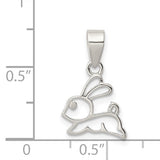 Sterling Silver Bunny Pendant with Open Outline Rabbit Design, Minimalist Animal Charm