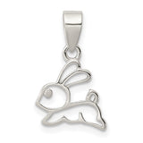 Sterling Silver Bunny Pendant with Open Outline Rabbit Design, Minimalist Animal Charm