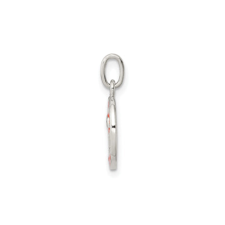 Sterling Silver Pendant, Orange Enamel Halloween Pumpkin Jack-o-Lantern Charm