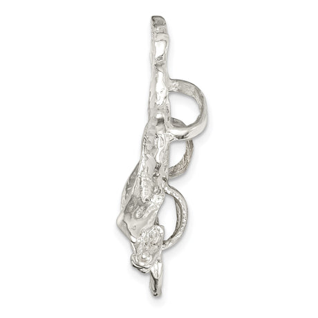 Sterling Silver Eagle Pendant with Outstretched Wings, Patriotic Biker Style Jewelry for Men