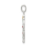 Sterling Silver Christmas Tree Pendant with Green Enamel, Red Accents, Yellow Star Topper