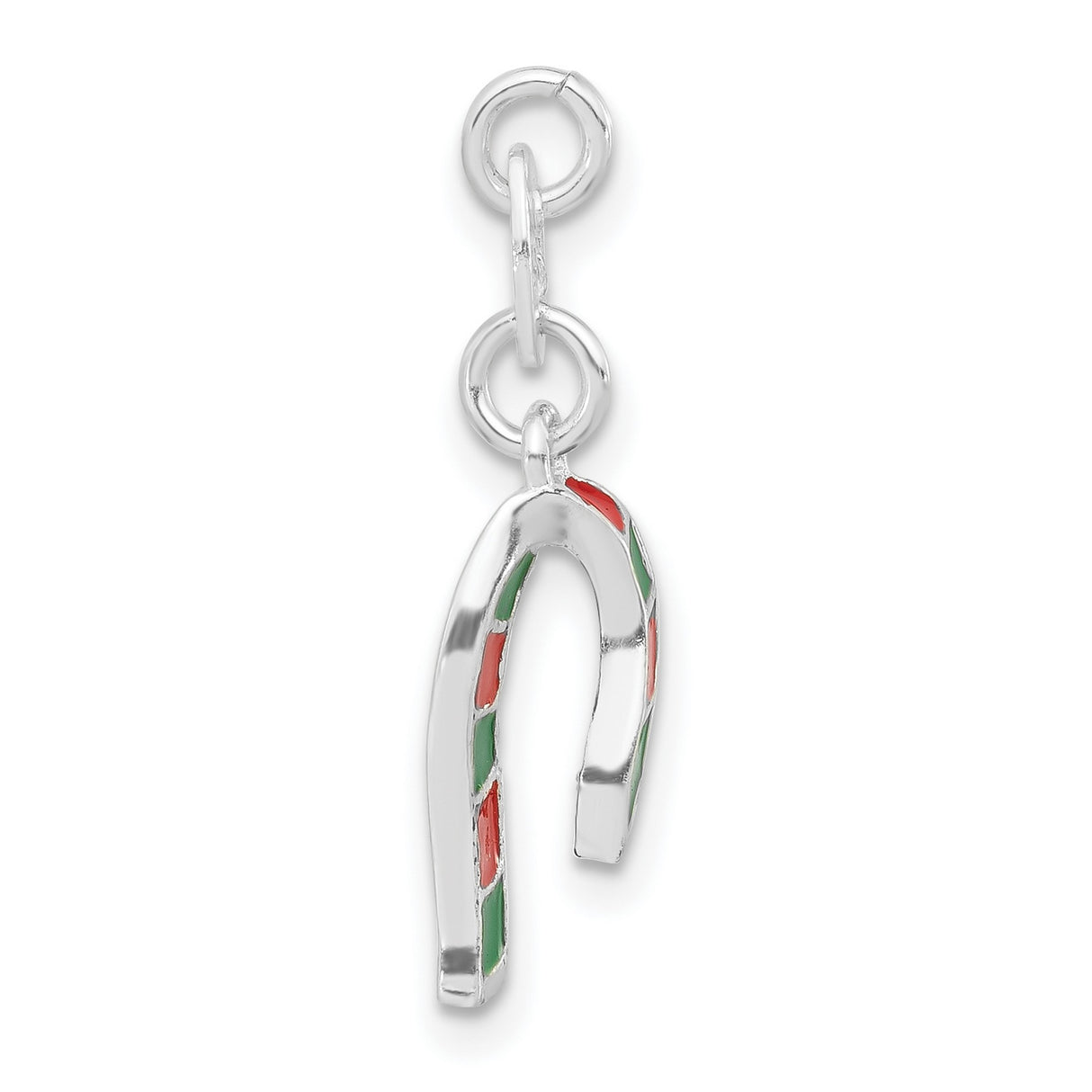 Green and Red Winter Christmas Scarf Charm Pendant in Real 925 Sterling Silver