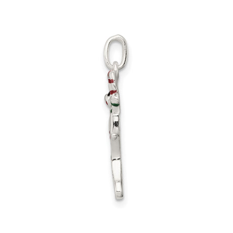 Sterling Silver Charm, Christmas Stocking with Teddy Bear, Candy Canes and Holly Detail