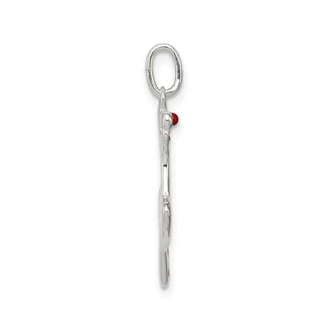 Sterling Silver Reindeer Pendant with Red Nose, Christmas Holiday Charm for Women and Girls