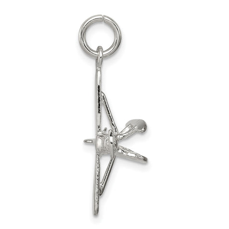 Polished Floatplane Charm Pendant in Real 925 Sterling Silver