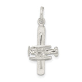 Polished Floatplane Charm Pendant in Real 925 Sterling Silver