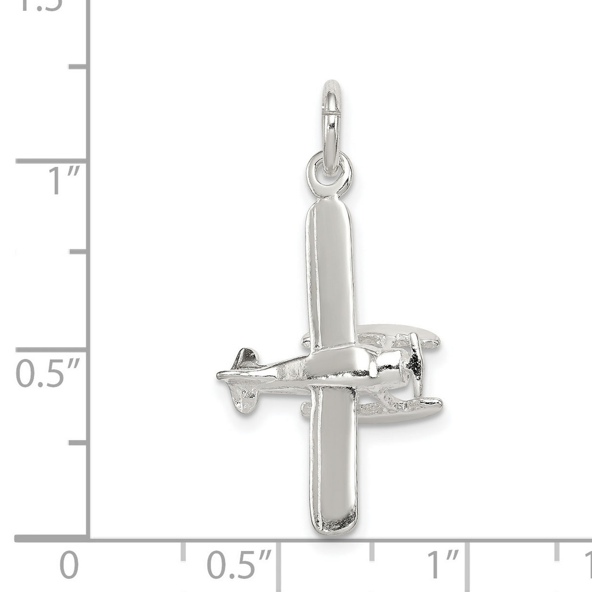 Polished Floatplane Charm Pendant in Real 925 Sterling Silver