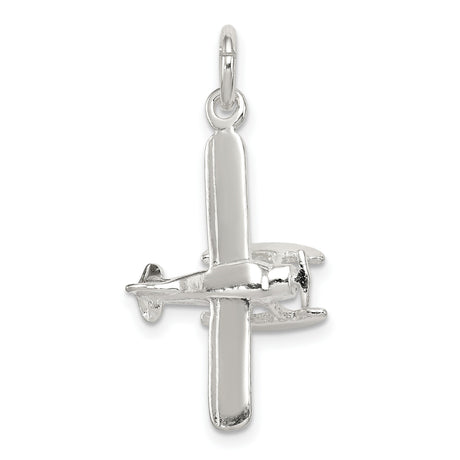 Polished Floatplane Charm Pendant in Real 925 Sterling Silver