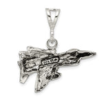 Sterling Silver Jet Fighter Pendant, Detailed Military Aircraft Design, Aviation Jewelry for Men