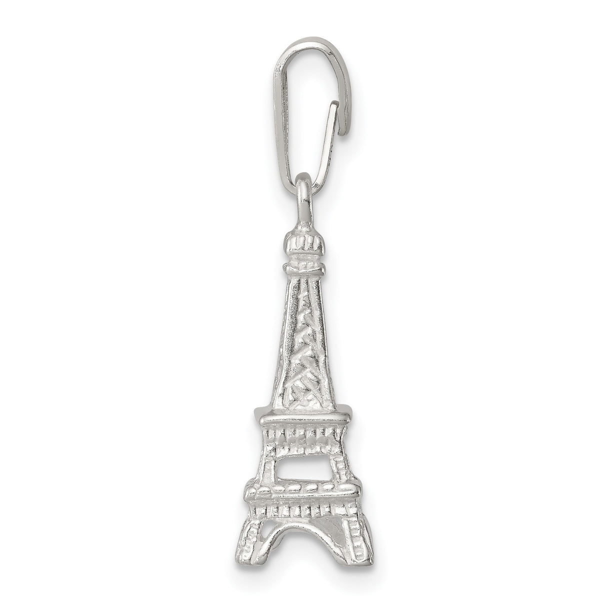 Sterling Silver Eiffel Tower Pendant Charm with Detailed Paris Landmark Design