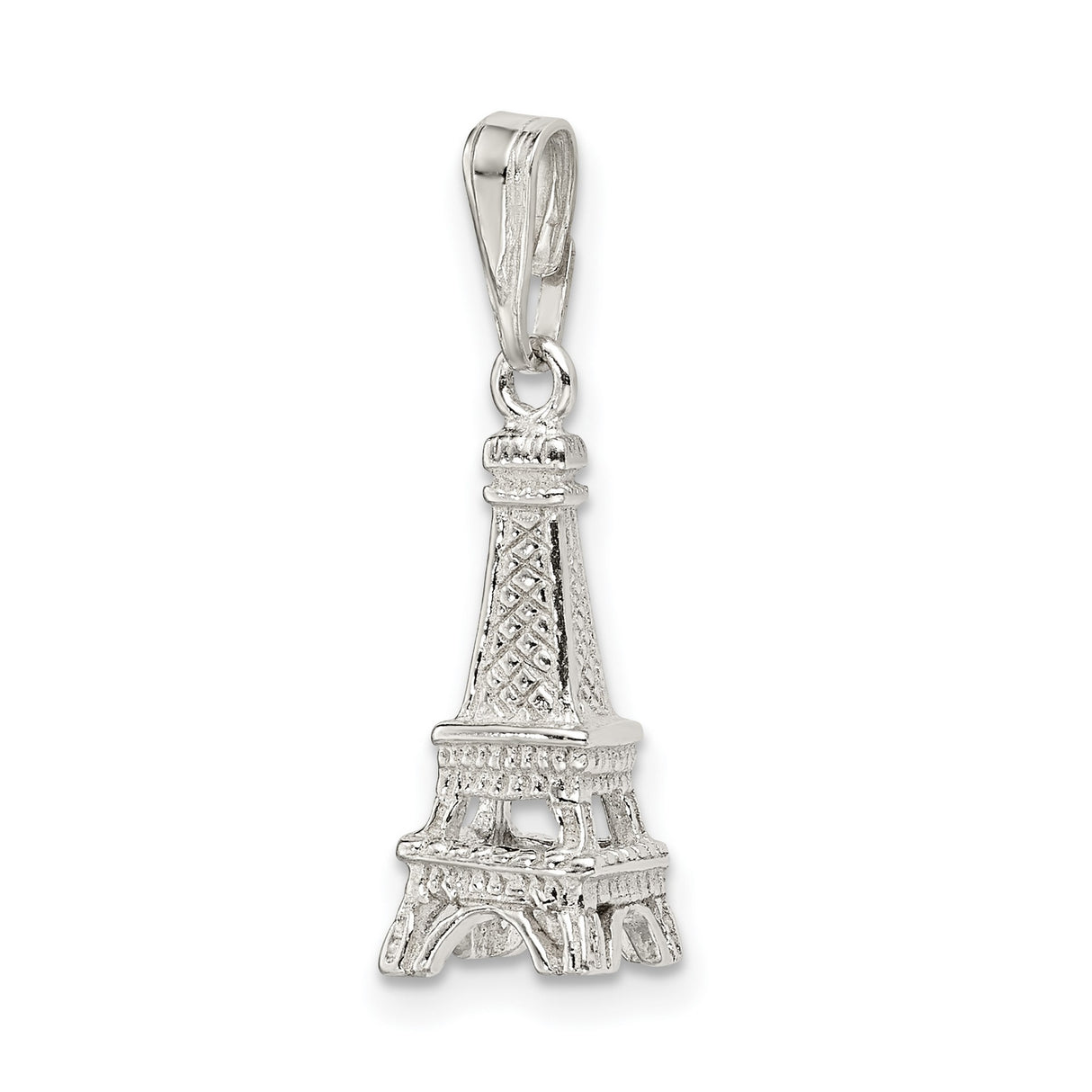 Sterling Silver Eiffel Tower Pendant Charm with Detailed Paris Landmark Design