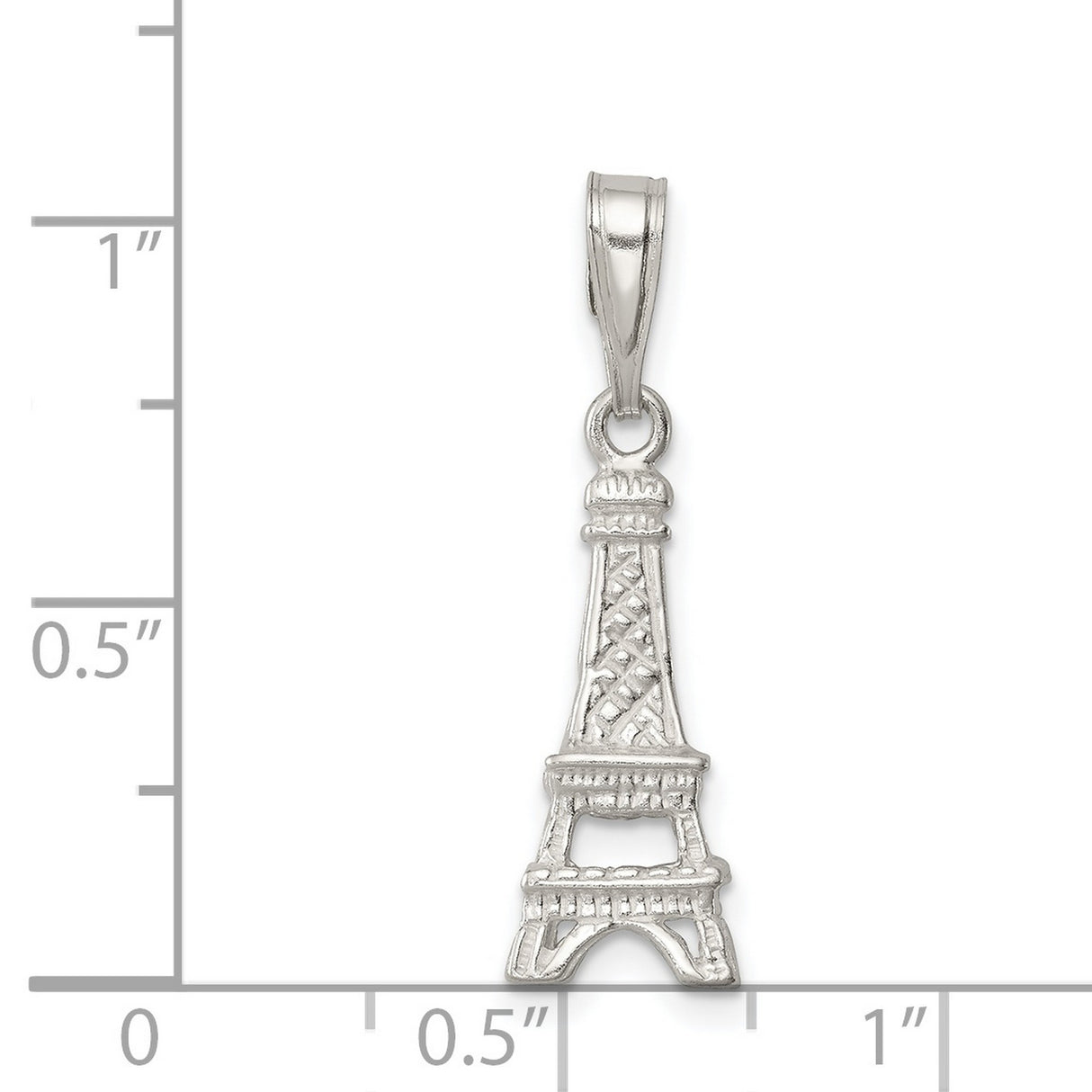 Sterling Silver Eiffel Tower Pendant Charm with Detailed Paris Landmark Design