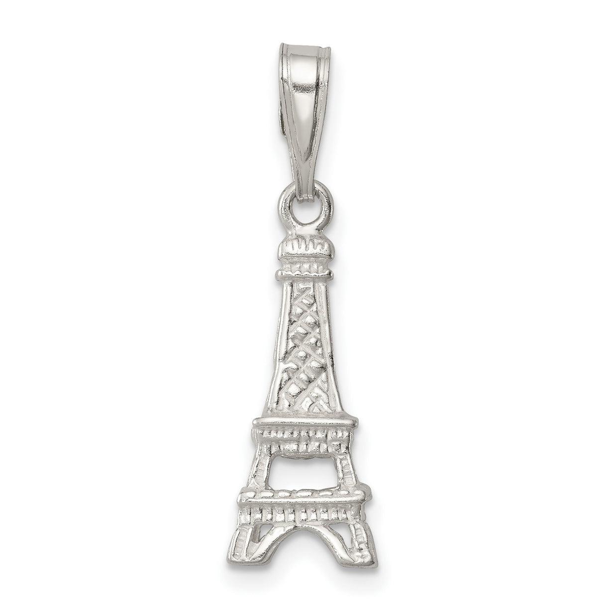 Sterling Silver Eiffel Tower Pendant Charm with Detailed Paris Landmark Design