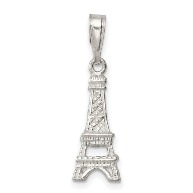 Sterling Silver Eiffel Tower Pendant Charm with Detailed Paris Landmark Design