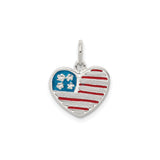 Sterling Silver Heart Pendant with American Flag Enamel and Star Detail