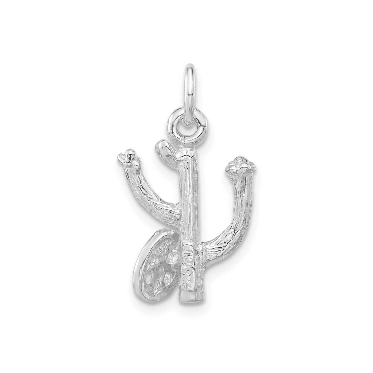 Sterling Silver Cactus Pendant Charm, Detailed Saguaro Design, Southwest Boho Western Style