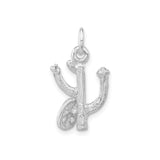 Sterling Silver Cactus Pendant Charm, Detailed Saguaro Design, Southwest Boho Western Style