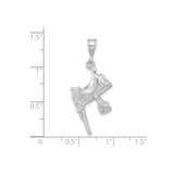 Sterling Silver Saddle Pendant with 3D Western Cowboy Design, Equestrian Jewelry for Women