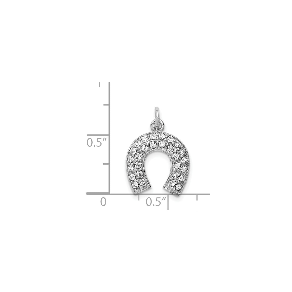 Sterling Silver Horseshoe Pendant with Cubic Zirconia, Lucky Western Talisman Charm